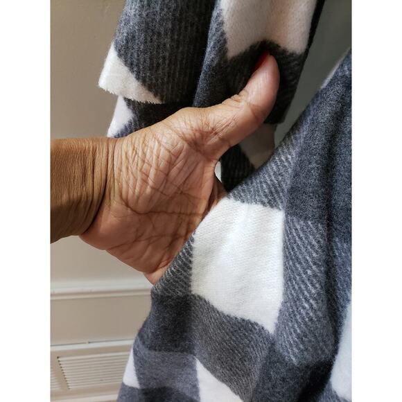 Tunic Dress Women's S White Black Check Round Neck Ruffle Sleeve Pullover - Picture 10 of 12